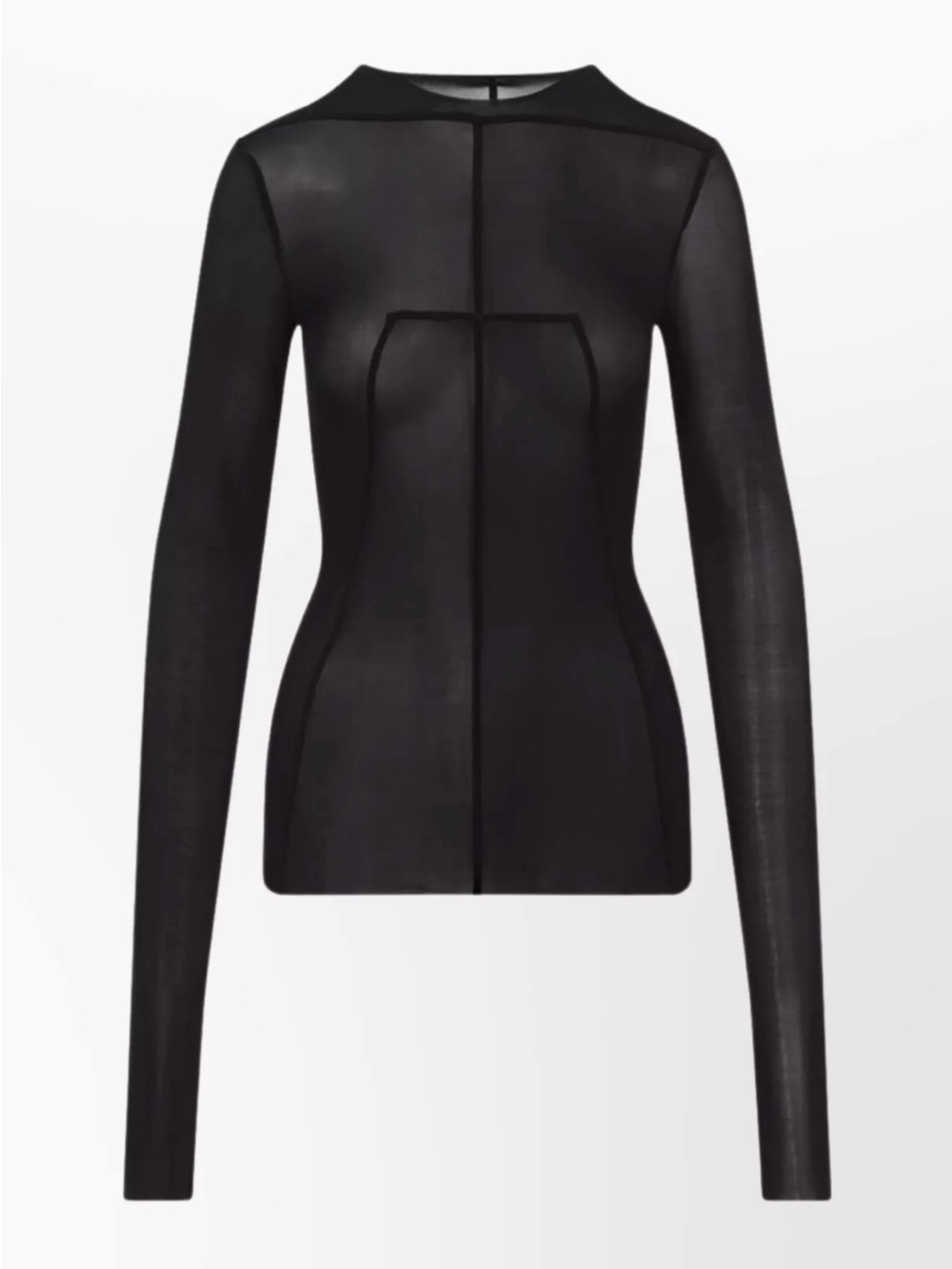 Rick Owens Sheer Mesh Lido Long Sleeve Top IT 42 Black